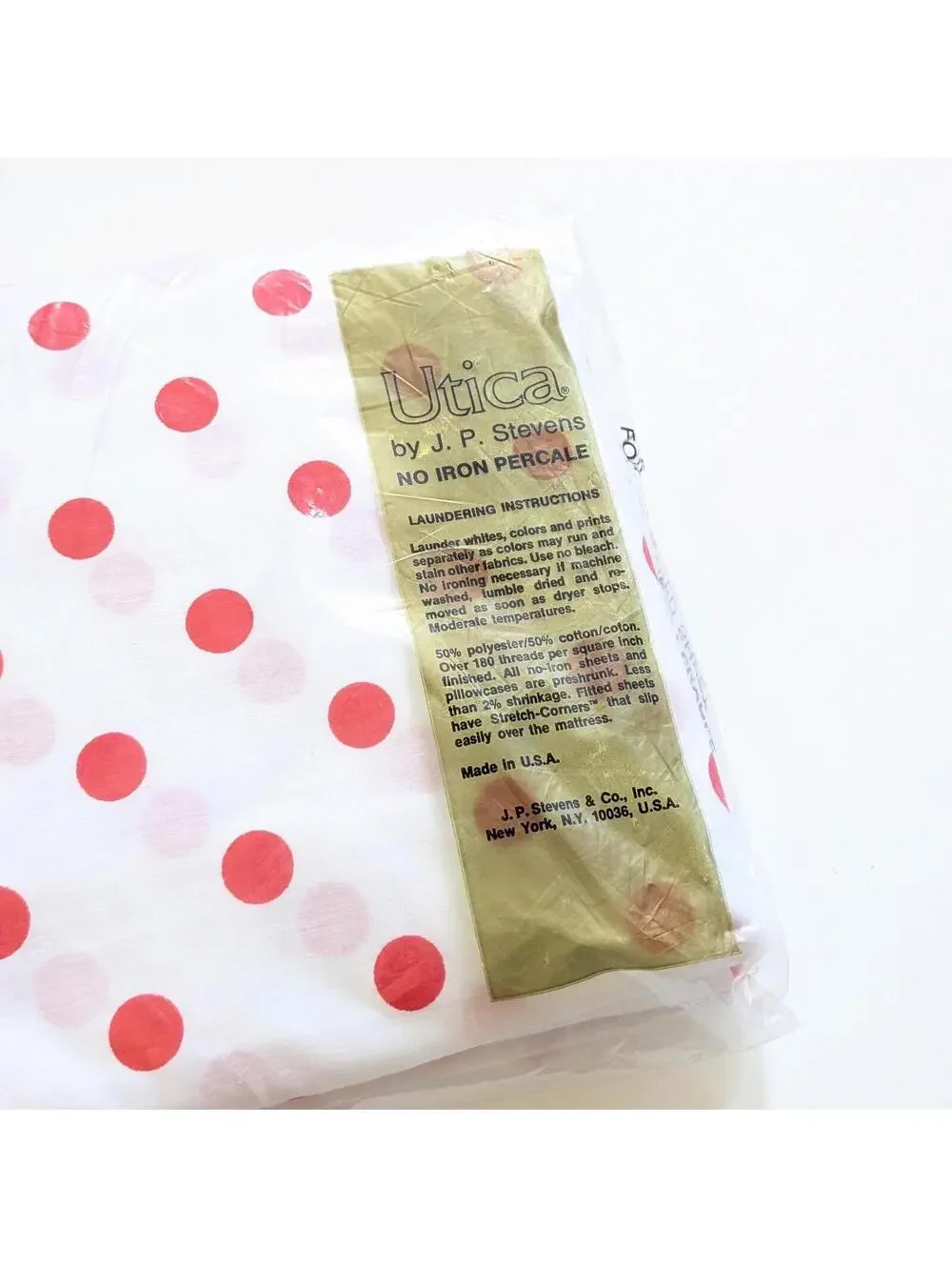 1980s Vintage Red & White Polka Dot Double Fitted Sheet